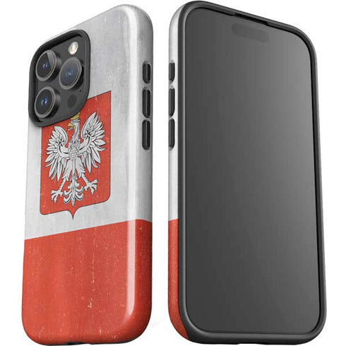 Poland Flag Distressed iPhone 16 Pro Max Impact Case